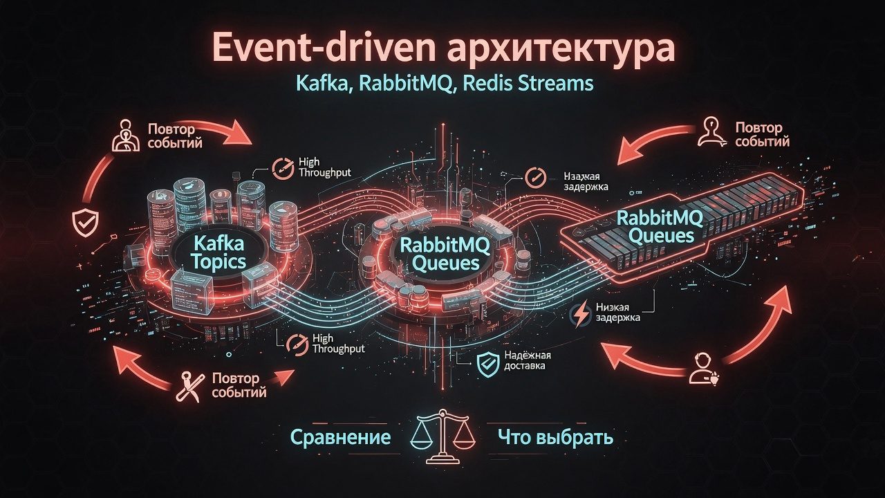 Event-driven архитектура — Kafka, RabbitMQ, Redis Streams